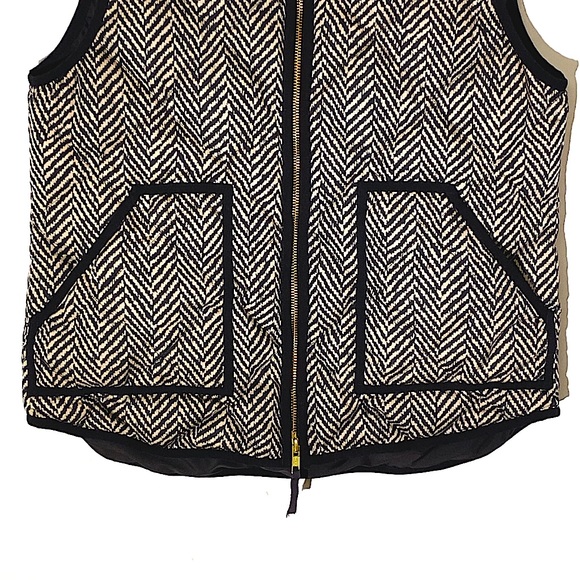 J. CREW Women’s Herringbone Down Puffer Vest Zipper Front with Pockets - Picture 3 of 5